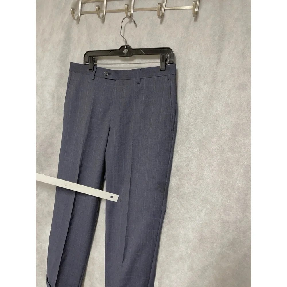 Jos A Bank Suit Men 40R 38R Blue Plaid Slim 2B Signature Gold Flannel Wool 32X28